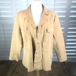 LANE BRYANT Women's Tan 100% Suede Leather Jacket 26/28 Blazer Plus